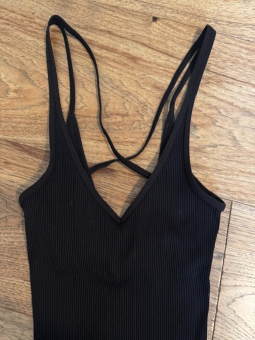 Vuori Ribbed Cropped Tank Black Size S